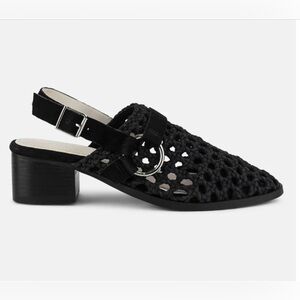 NWT Rag & Co LEATHER ROSALIE Black Block Heeled Sandal. Comes with Shoe Bag